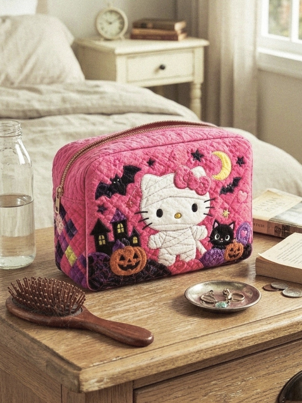 Sanrio Hello Kitty Mummy Quilted Cosmetic Large Bag 11x4x6 NWT